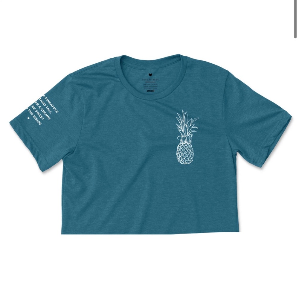 NWOT Love Fitness Apparel Pineapple Crop T-Shirt